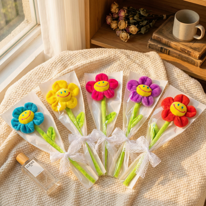 로렌드 해피 스마일 인형 꽃 5종 세트, 5개, 혼합색상