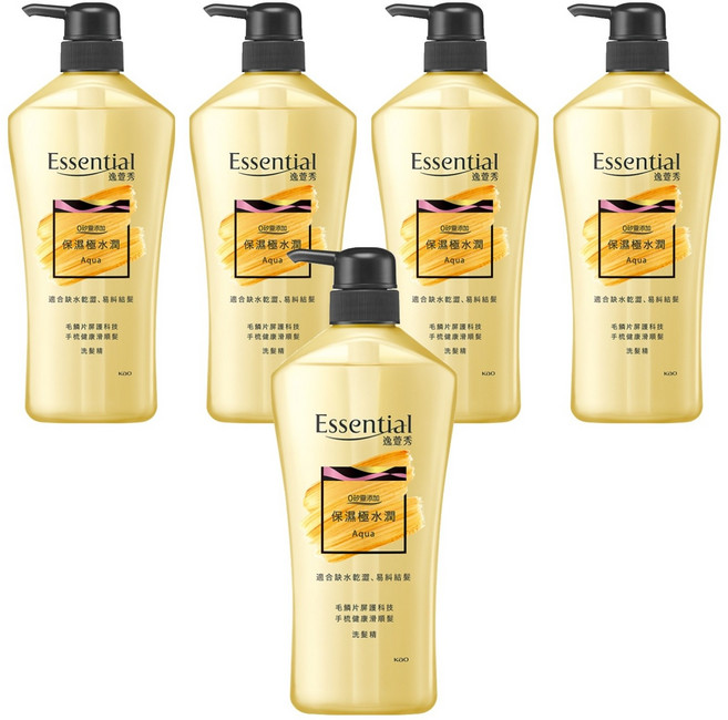 Essential 逸萱秀 保濕極水潤洗髮精 清爽配方 輕盈不扁塌 添加保濕成分 深層滋潤髮絲, 700ml, 5瓶