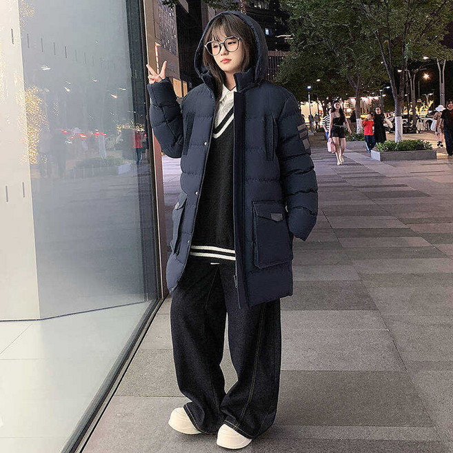 中長款棉衣外套 可拆卸帽立領 加厚多口袋 冬季保暖防風
