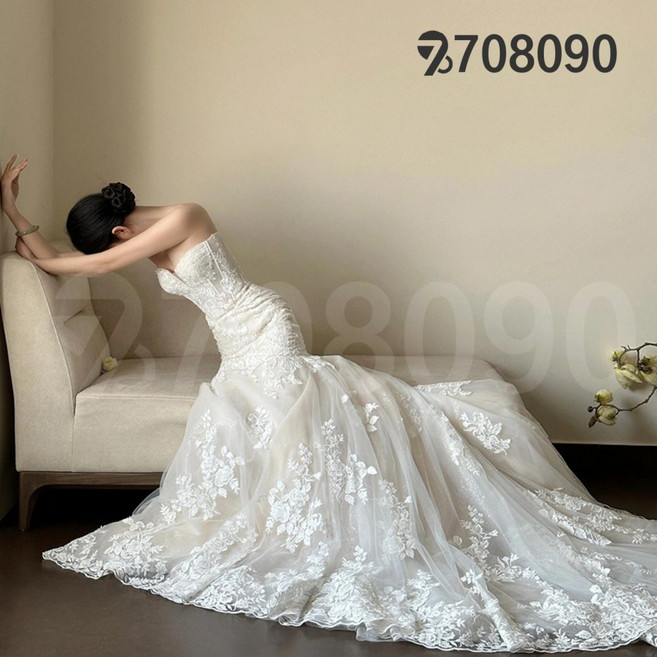 708090 신부 드레스 프렌치 머메이드 튜브탑 레이스 웨딩드레스