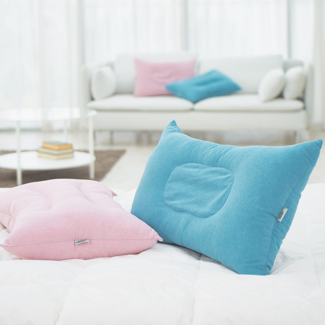 국산 코튼샤워 스마트 경추 베개 목디스크 거북목 옆으로자는 편한 베개 주니어 성인용, 큰베개 인디핑크, 1개