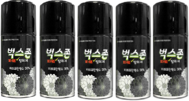 자동분사 피렌트린 국화추출물 파리 모기 퇴치제 벅스존탈취제 벌레 날파리 식당 팬션 화장실 해충퇴치제, 5개, 280ml