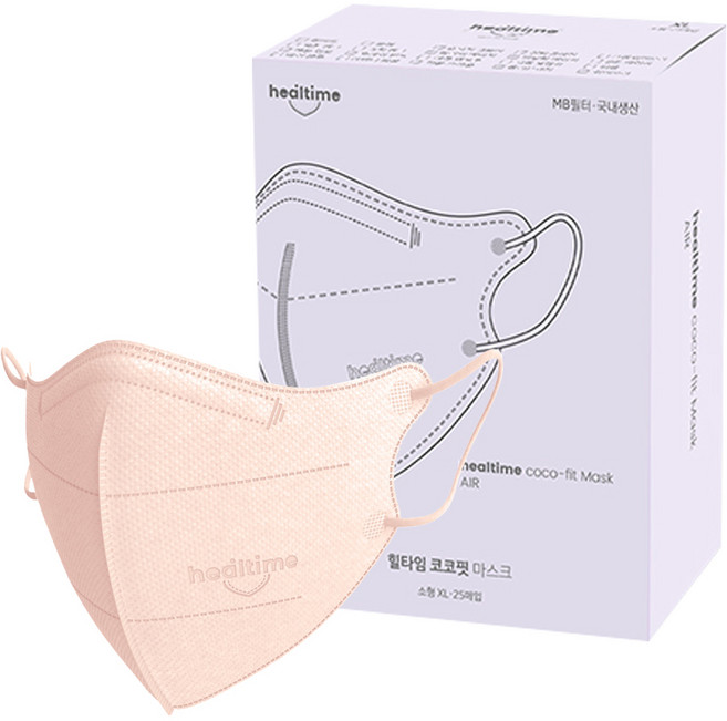 힐타임 코코핏 KF94 컬러 마스크 소형XL 새부리형 숨쉬기편한, 25매입, 1개, 블러쉬베이지