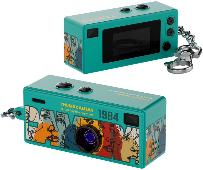 CCD復古迷你小型數碼相機學生校園照相機拍照錄像鑰匙扣掛件相機, 1個, 青色+32g內存卡:1個