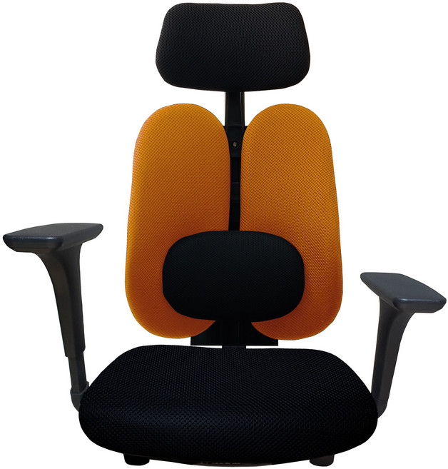 체어민 CM006 국산 5단 높이조절 팔걸이 좌식의자 듀얼 등받이 요추형 발포방석, 08.오렌지_메쉬(006BK08OR)
