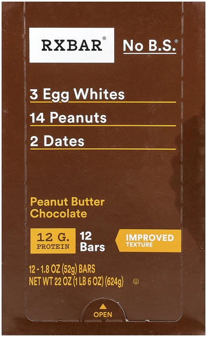RXBAR 프로틴바 피넛 버터 초콜릿 바 12개입 개당 52g(1.83oz), 12정, 52g, 2개 - 쿠팡