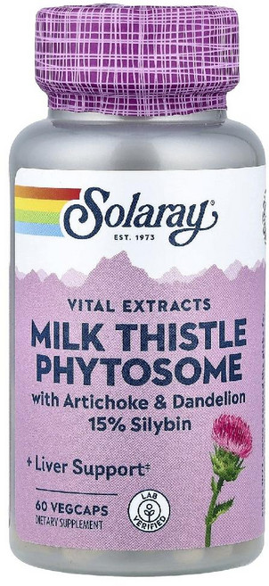 솔라레이 아티초크 민들레 함유 밀크시슬 파이토솜 실리빈 15 60정 1개, 밀크씨슬 파이토솜 베지테리언 60캡슐