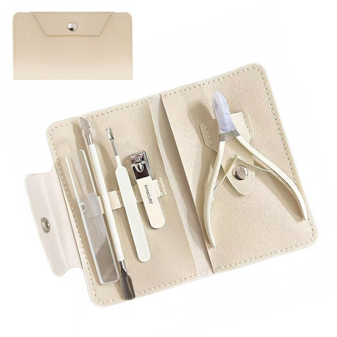 올라이이프지 셀프 큐티클 네일케어 손톱정리 세트, 1세트, 크림 베이지