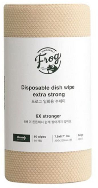 프로그 일회용 수세미 엑스트라 스트롱, 베이지컬러 (beige), 60개입, 1개