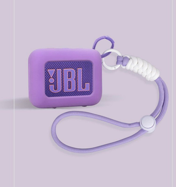 JBL GO4 보호 케이스 스피커 실리콘 4세대 골든 브릭 호환 커버 로프 스트랩, JBLGO4 뮤직 BRIC 4세대 케이스, 보라+흰색 보라색 로프