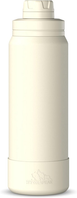 처그 뚜껑 누수 및 유출 방지 기능이 있는 Hydrapeak 26oz 스포츠 단열 물병 음료를 24시간 동안 차갑게 12시간 뜨겁게 유지 프리미엄 스테인리스 스틸 물병26oz 보리, 26oz Chug Lid, Ivory