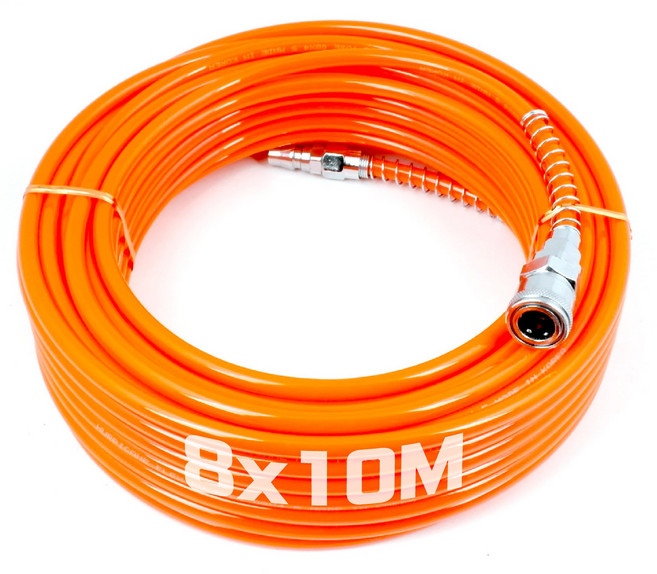 우레탄연질 에어호스 에어줄 타카호스 콤프레샤호스 에어호수 타카호스 주황 녹색, 1. 주황 8파이X10M, 1개