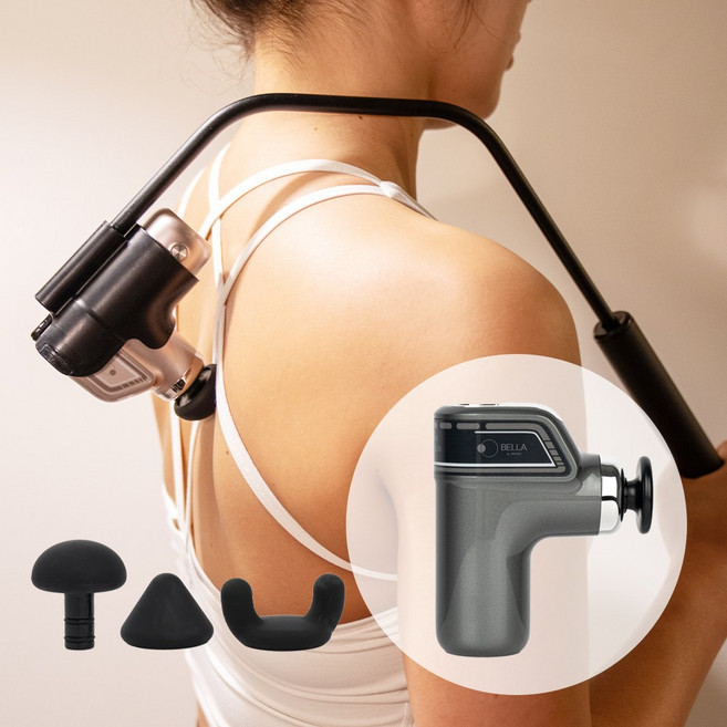 벨라 미니 마사지건 하이퍼 셀프 마사지 스틱 포함 전동 어깨 승모근 목 등 전신, 티타늄 그레이, 1개