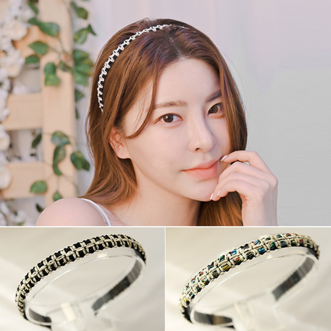 MISS21 아니모 트위드 체크 헤어밴드 머리띠 2개 세트 (hb1784)