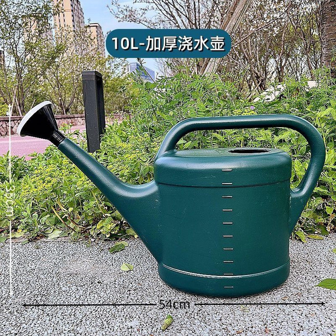 加厚澆水壺 3L/5L/8L/10L 可選, 1個, 出口品質可拆卸花灑頭墨綠色10L