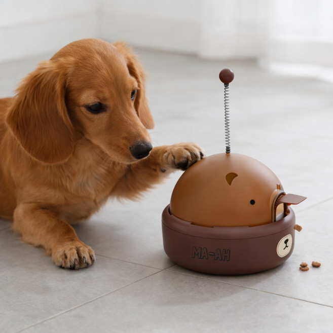 MAAH 반려동물 자동 강아지 노즈워크 고양이 푸드트리 장난감 [새소리나는], 1개, 브라운[베어]