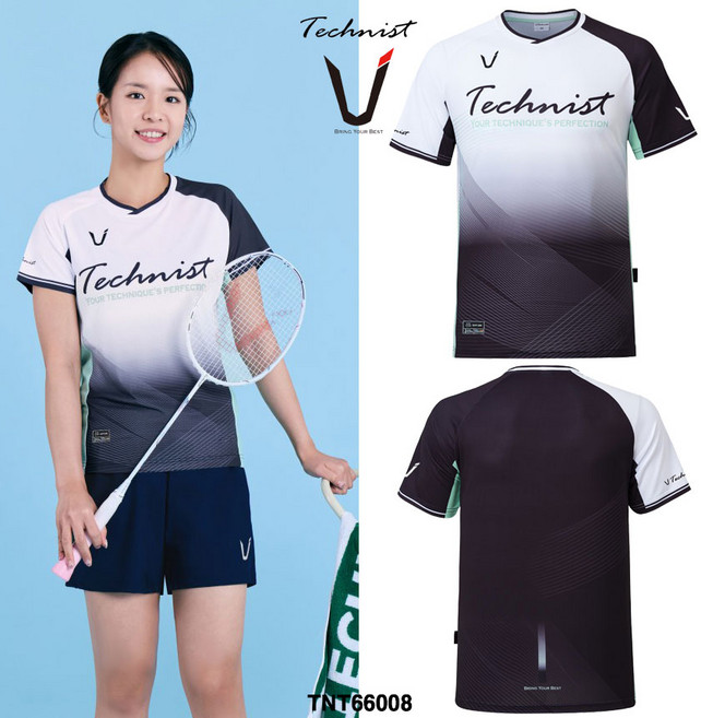 테크니스트 배드민턴 티셔츠 반팔 상의 차콜 그레이 민트 TNT66008 남성 여성 경기복