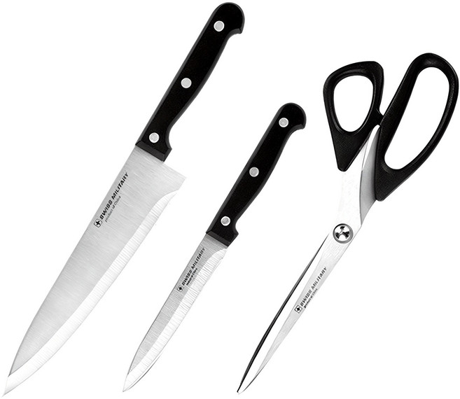 스위스밀리터리 주방칼 가위세트, 1세트, 식도 + 과도 + 가위