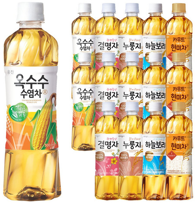차음료 5가지맛 혼합(하늘보리 옥수수수염차 결명자차 누룽지차 카무트현미차), 1박스, 15개입, 500ml