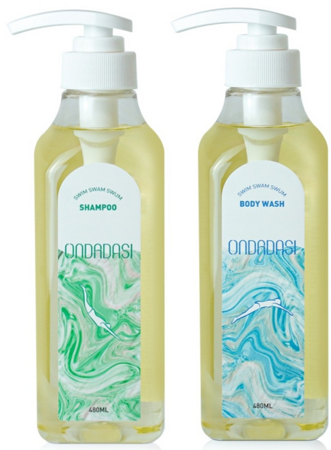 온다다시 수영장 올인원 수영 샴푸 바디워시 세트 염소 냄새 제거, 960ml, 1세트
