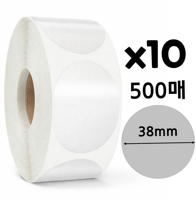투명 포장 원형 롤 스티커 봉투 밀봉 라벨, 10개, 투명 원형 스티커 38mm 500p