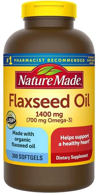 네이처 메이드 아마씨 플랙씨드 오일 오메가3 700mg, 3개, 300정 - 쿠팡