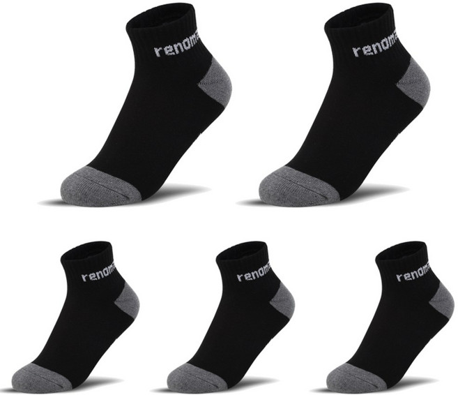 레노마 여성용 멀티 앵글 스포츠 양말 5p, 블랙, 5개