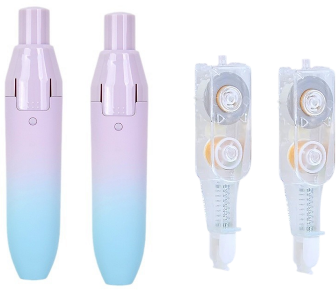 에오시르 노크식 수정테이프 2p + 리필 2p, 1세트, 퍼플 블루