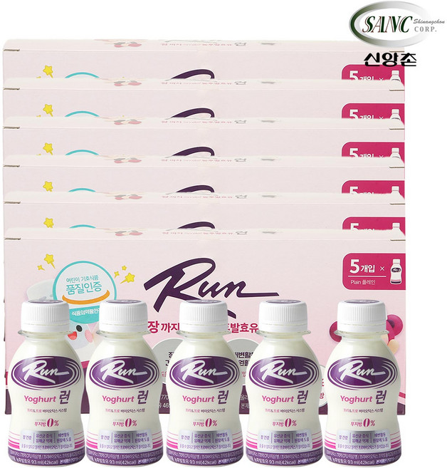 신앙촌 런 요구르트 플레인 93ml 30병 무지방 프로바이오틱스 어린이기호식품 본사직영, 30개