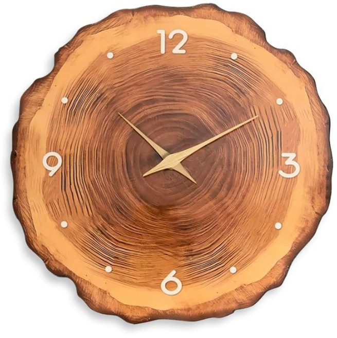 안나네 무소음 나이테 감성 벽걸이 인테리어 시계 29.6CM 우드 디자인, 다크