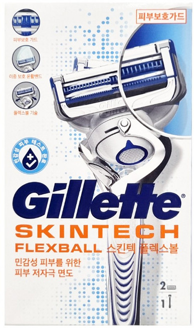 질레트 스킨텍 플랙스볼 매뉴얼 면도기 2UP(본체+날2입) 1개