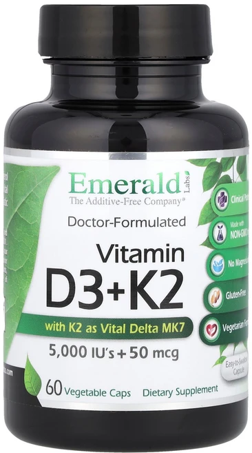 Emerald Laboratories 비타민D3 + K2 베지 캡슐 60정 Laboratories (에메랄드 래보라토리스), 1개 - 쿠팡