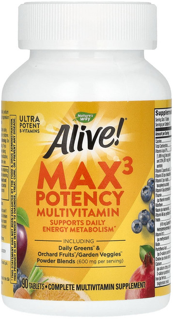 네이처스웨이 Alive 맥스3 포텐시 멀티비타민 종합비타민 철분 함유 90정, 1개