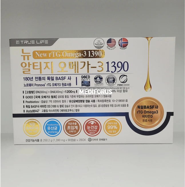 트루라이프 뉴 알티지 오메가3 1390 알티지골드오메가3, 180정, 1개 - 쿠팡