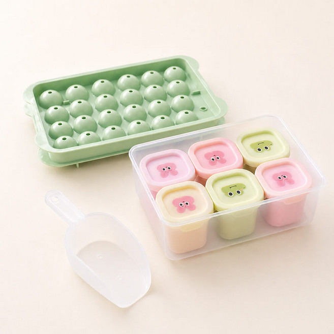 히야펫 강아지 사료 보관용기 악어 토끼 실리콘 6구 아이스트레이 세트 냉동 소분 트레이, 1세트, 50ml, 악어토끼 실리콘 6구 세트