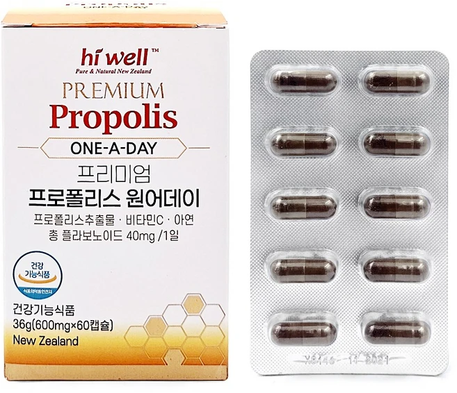 (리뉴얼)하이웰 프리미엄 프로폴리스 원어데이(플라보노이드 40mg), 60정, 1개 - 쿠팡
