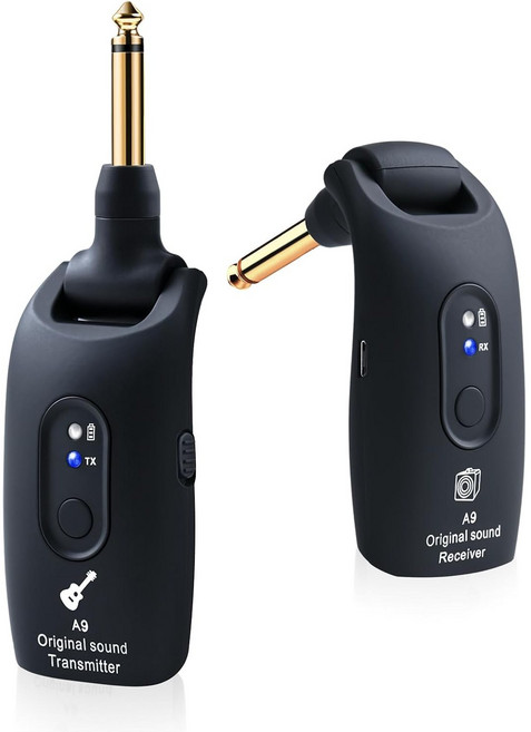 프리라이프 - 충전식 기타 무선 송수신기 와이어 리스 케이블 2.4GHz 전송 가능 280 ° 회전, 1개