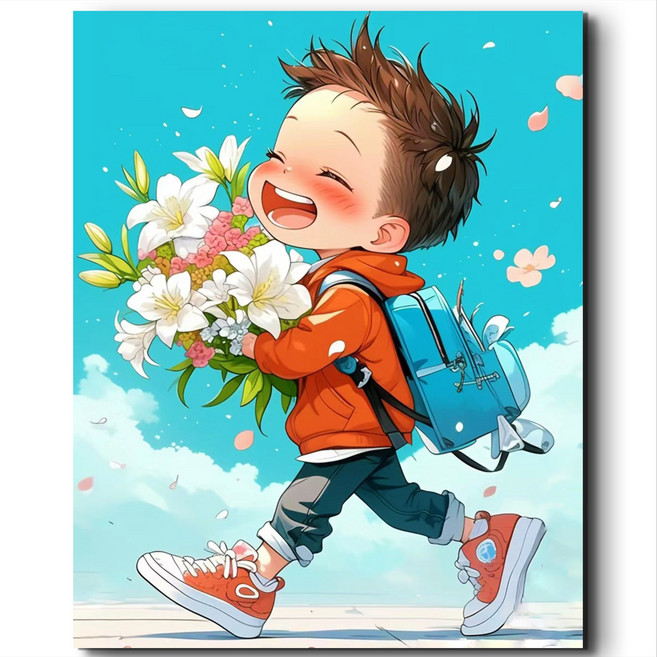 서은이네 국내제작 캔버스형 비즈 십자수, NE07-백합화  소년B40x50cm, 1세트