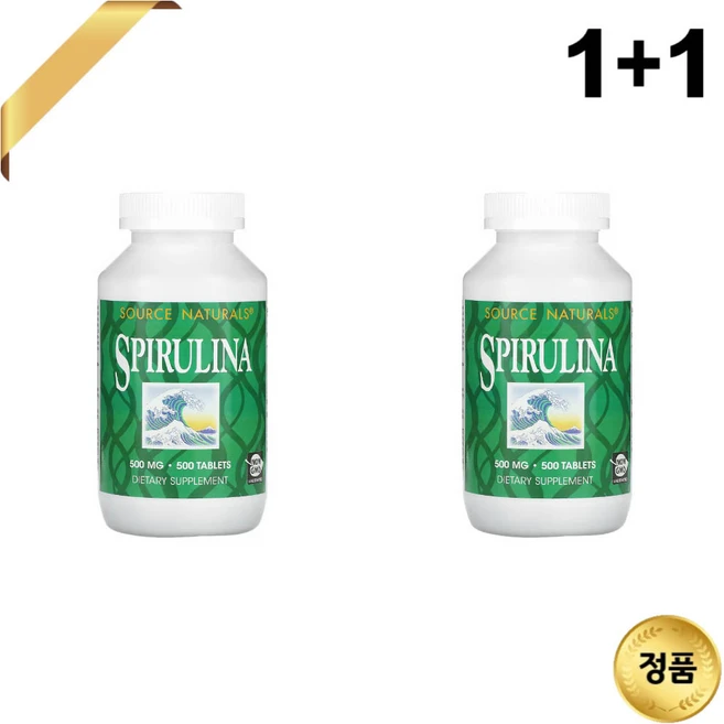 1+1 소스내츄럴스 스피루리나 500mg 500정 철분 비타민A 단백질 비건 글루텐프리, 2개 - 쿠팡