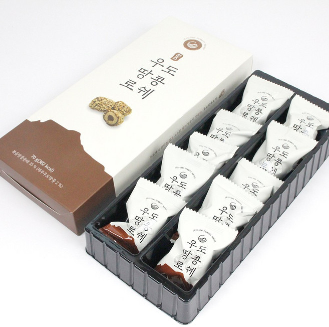 [답례/선물추천] 제주하우스 깔끔한 개별포장 고소한 식감 한입쏙 우도땅콩 로쉐, 1박스, 70g