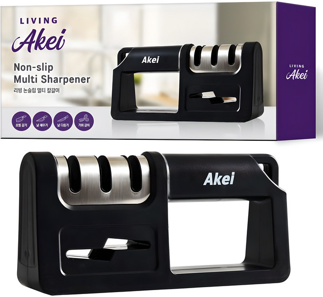 AKEI 生活防滑多功能磨刀器, 黑色, 1個
