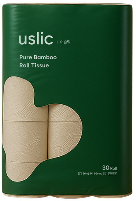 어슬릭 대나무 휴지 뱀부 천연펄프 3겹 먼지적은 화장지, 1개, 30롤, 30m