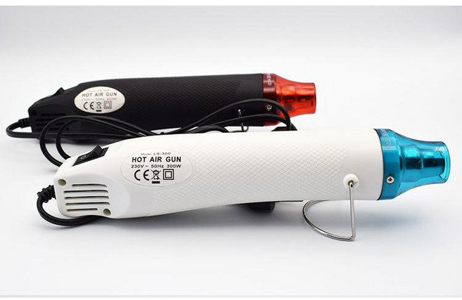 110V 300W 熱風槍 - DIY手工熱風機 適用熱縮膜、紙陶、凸粉、手機包膜貼膜 數顯溫控, 1個, 黑色
