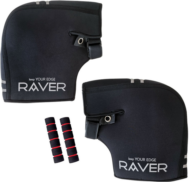 오토바이 겨울 방한토시 핸들커버 워머 방풍 블랙 벨크로 장갑+레버그립 세트