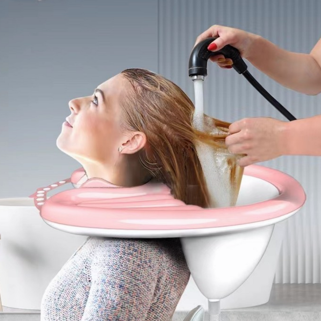 Aiiyya 샴푸 의자 공기 주입식 접이식 성인 아기 환자 어르신 임신부 샴푸베개 샴푸캡, 1개