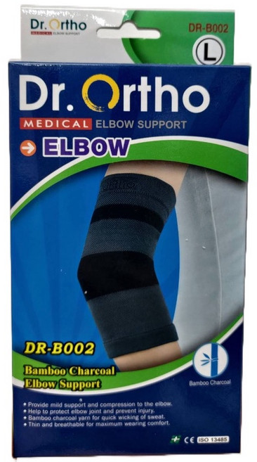Dr. Ortho 竹炭透氣展開式護肘 DR-B002, 1個, L(26 ~ 29 cm)