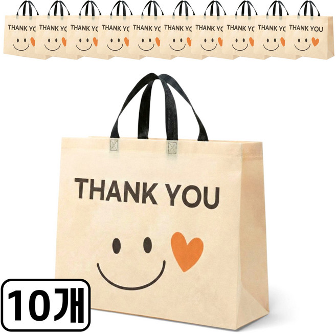 준비끝 방수 부직포 쇼핑백, 10개, 땡큐
