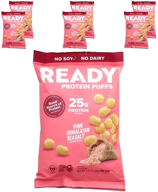 Ready Protein 퍼프 히말라야 핑크 바다 소금 백 6개 개당 88g(3.1oz) Ready (레디), 88g - 쿠팡