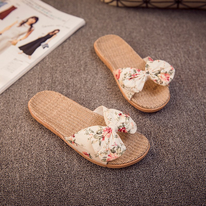 비에심플 리본 왕골슬리퍼, 베이지 M 240~245(37-38), 240, 1개