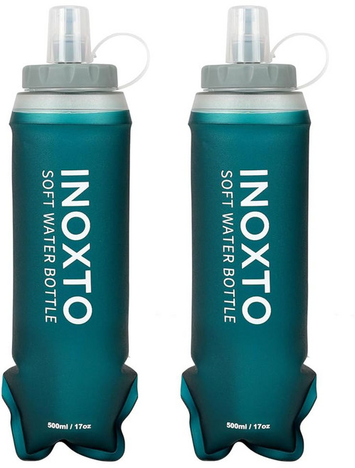 INOXTO 소프트 플라스크 수분 조끼 및 러닝 팩용 접이식 물병 하이킹 사이클링용 병250/500ml2PCS BIG, 2 PCS 500ML